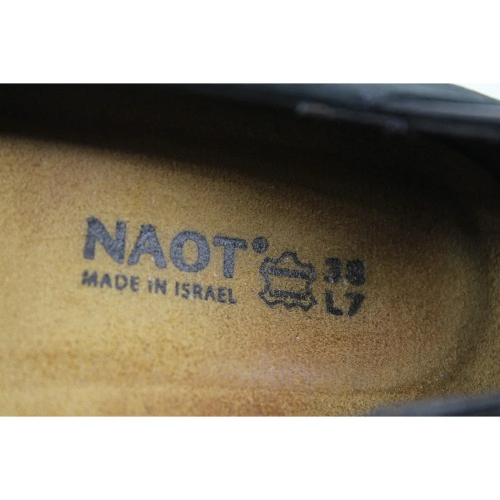 NAOT Black Nubuck Leather Mary Jane Platform Wedge Shoes Womens Size 38‎ EU 7 US